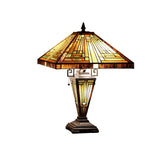 Capulina Tiffany Large Table Lamp 3-Light Nightlight Rustic Antique Desk Light